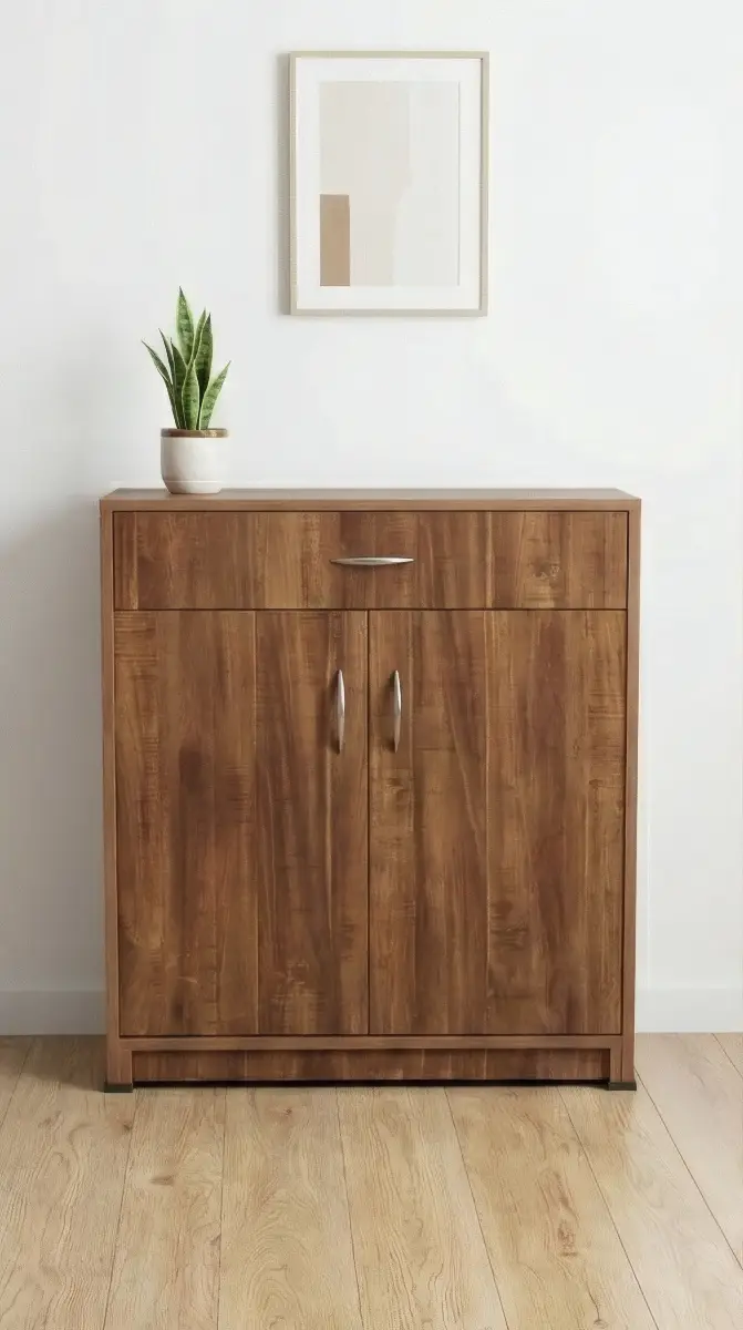 Wooden Shoe Rack with Drawer & Cabinet Storage