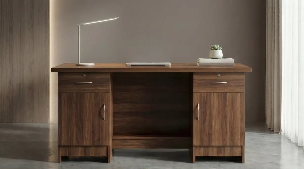 Dual Storage Wooden Office Desk with Drawers & Cabinets