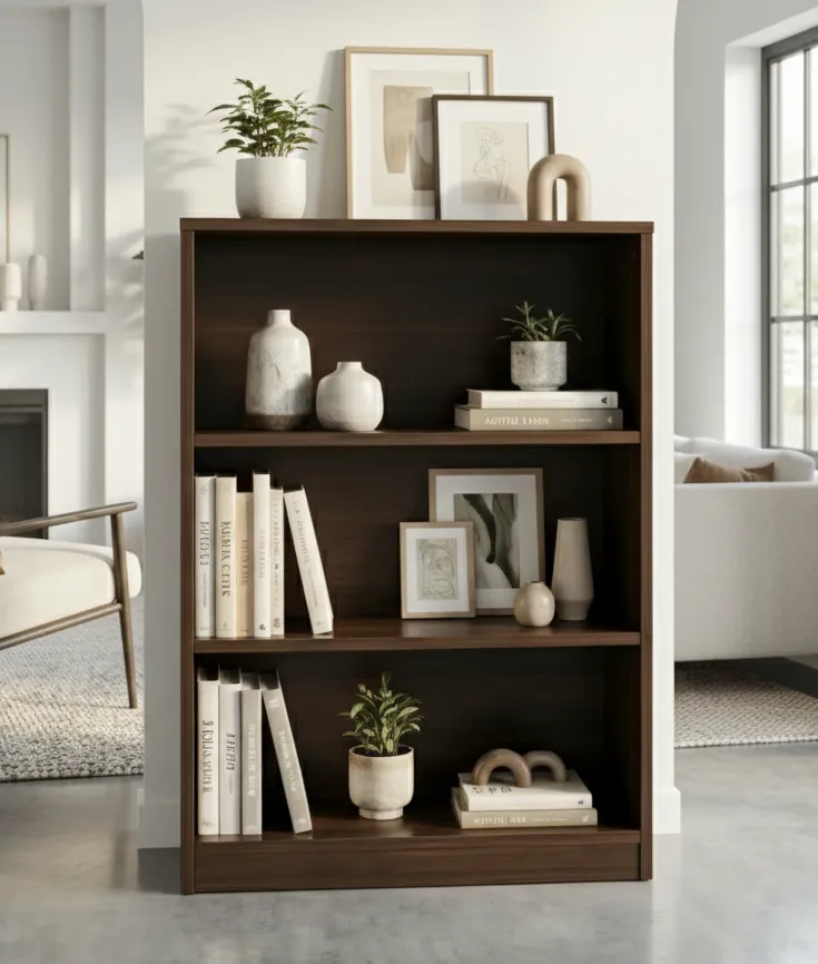 Rent 3-Tier Wooden Open Bookshelf Small in Gurgaon